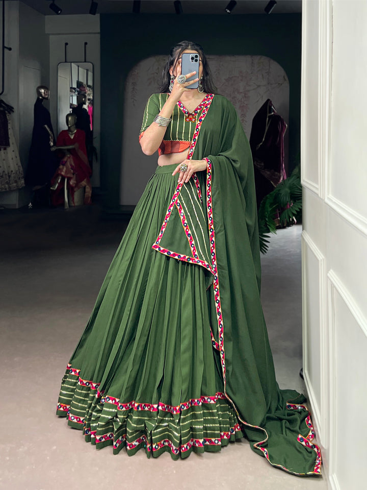 Designer Green Navratri Lehenga Choli with Mirror Work – Mayara Women Clothing (Copy)
