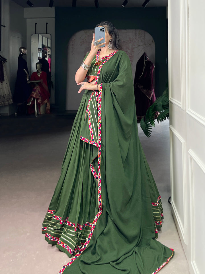 Designer Green Navratri Lehenga Choli with Mirror Work – Mayara Women Clothing (Copy)