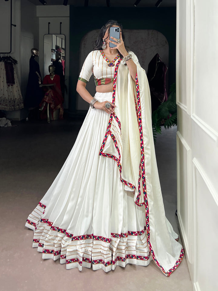 Designer White Navratri Lehenga Choli with Mirror Work – Mayara Women Clothing (Copy)