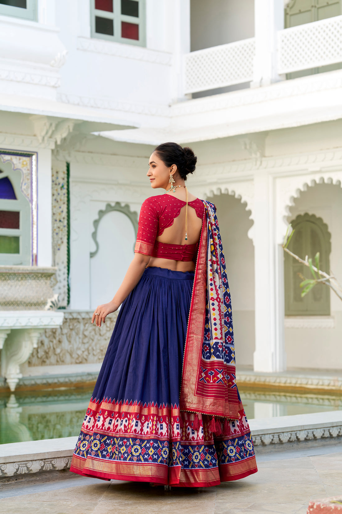 Wedding Special Navy Blue  Patola Print Tasar Silk Lehenga Choli with Dupatta – Mayara Women Clothing