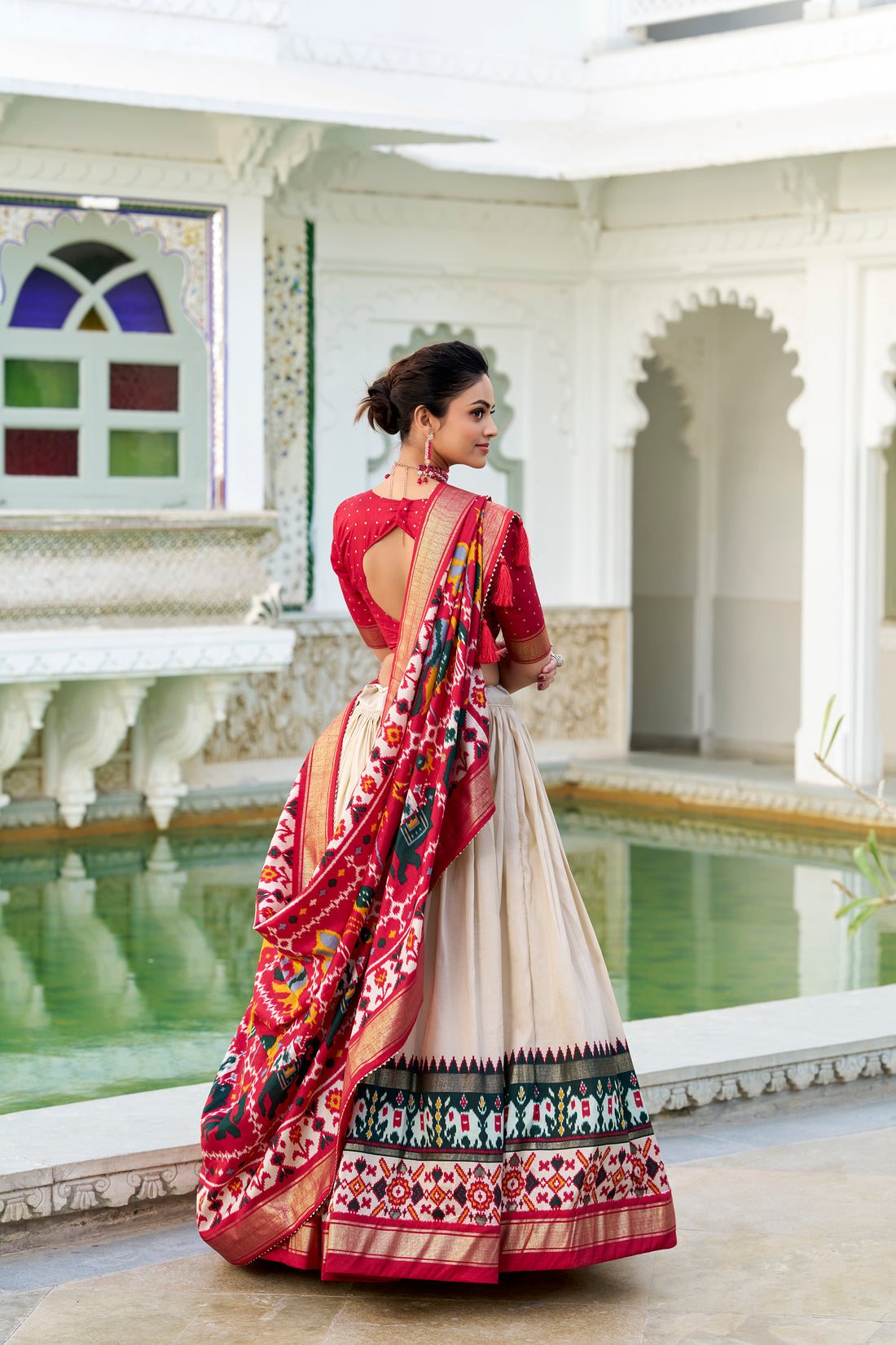 Wedding Special Off-White  Patola Print Tasar Silk Lehenga Choli with Dupatta – Mayara Women Clothing (Copy)