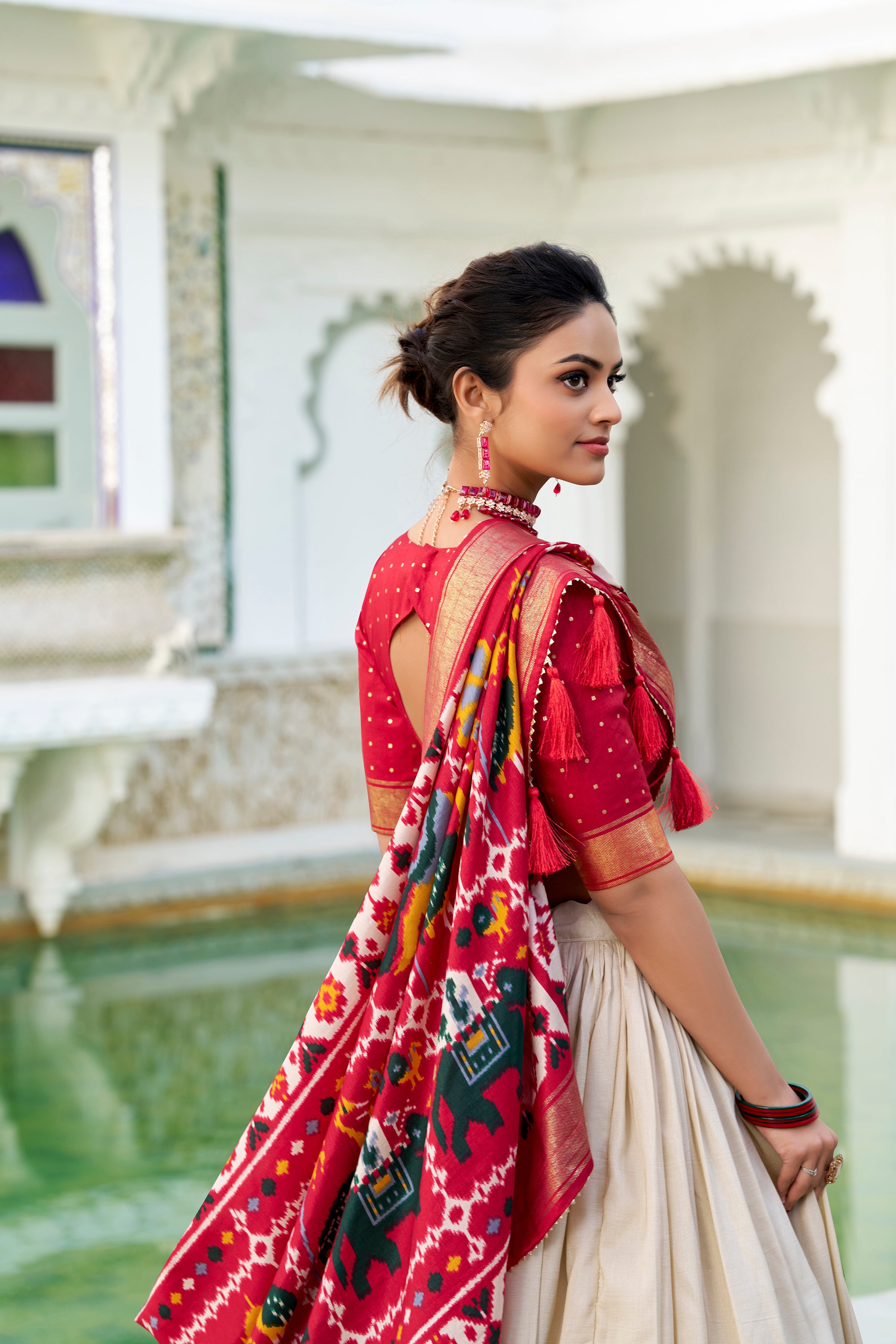 Wedding Special Off-White  Patola Print Tasar Silk Lehenga Choli with Dupatta – Mayara Women Clothing (Copy)