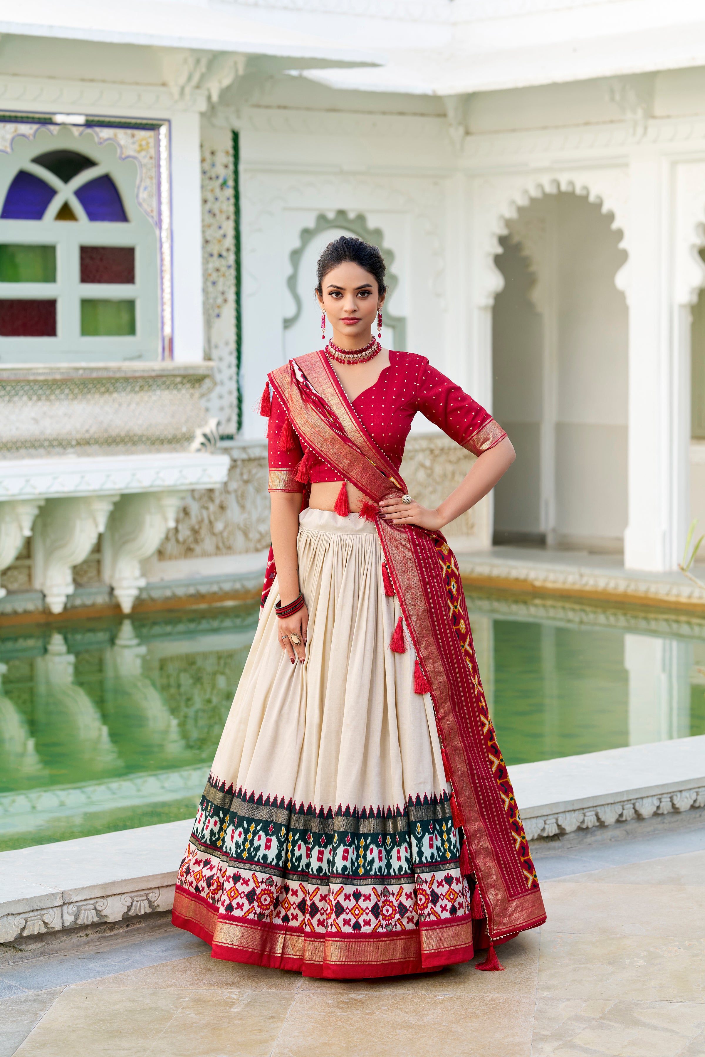Wedding Special Off-White  Patola Print Tasar Silk Lehenga Choli with Dupatta – Mayara Women Clothing (Copy)
