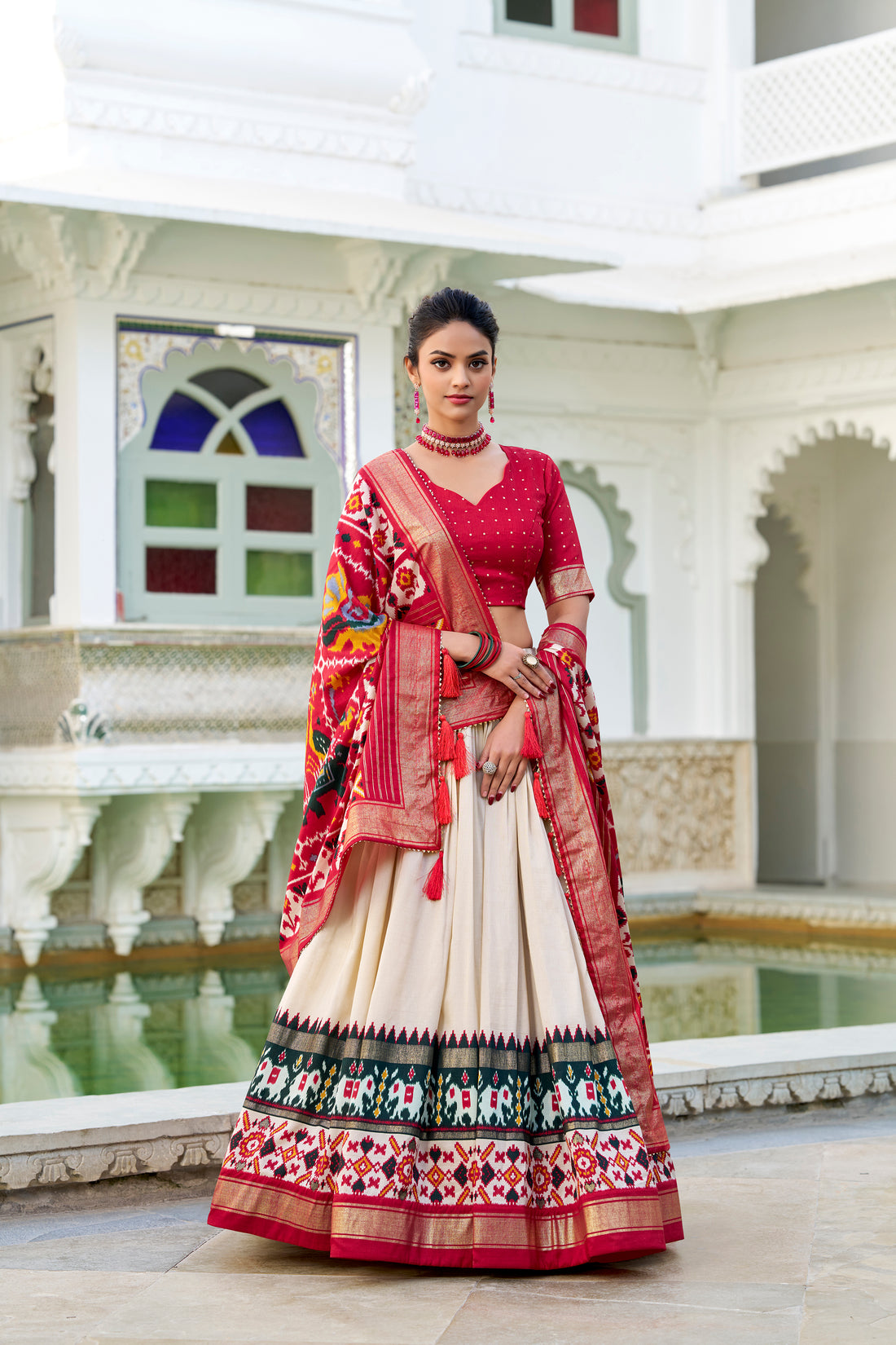 Wedding Special Off-White  Patola Print Tasar Silk Lehenga Choli with Dupatta – Mayara Women Clothing (Copy)