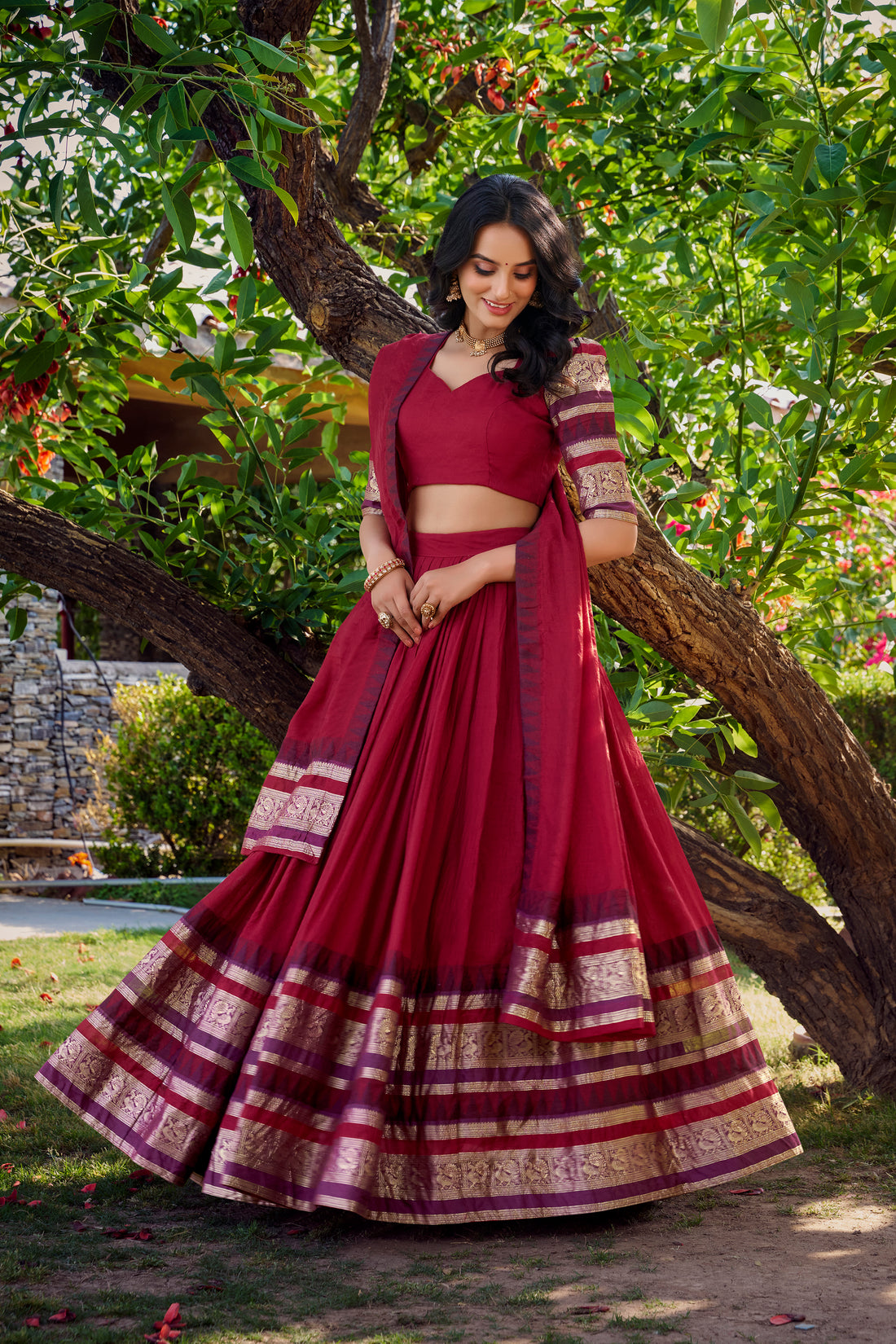 Red Silk Lehenga Choli for Women | Bridal & Wedding Wear with Dupatta