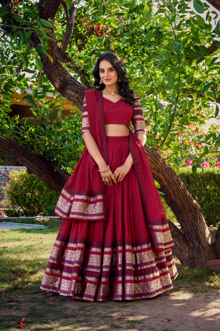 Red Silk Lehenga Choli for Women | Bridal & Wedding Wear with Dupatta