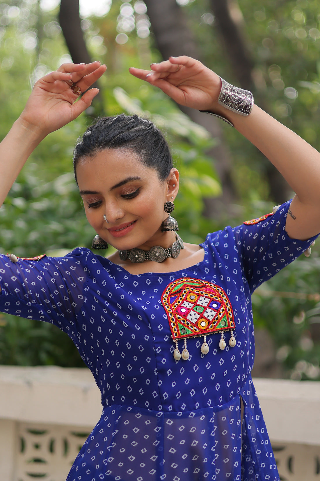 Bandhani Festive Long Kurti with Kutchi Patchwork for Navratri – Mayara Women Clothing