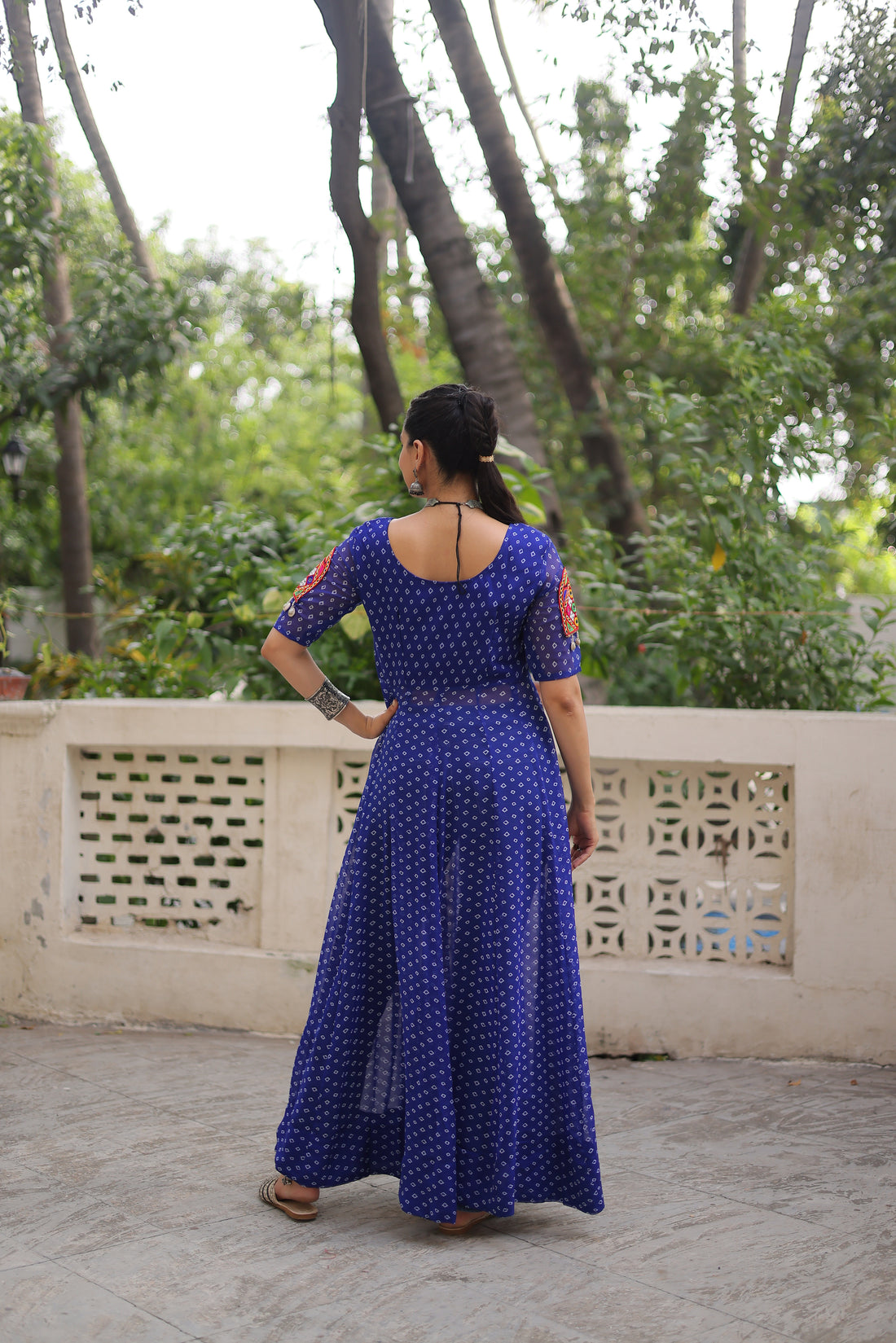 Bandhani Festive Long Kurti with Kutchi Patchwork for Navratri – Mayara Women Clothing