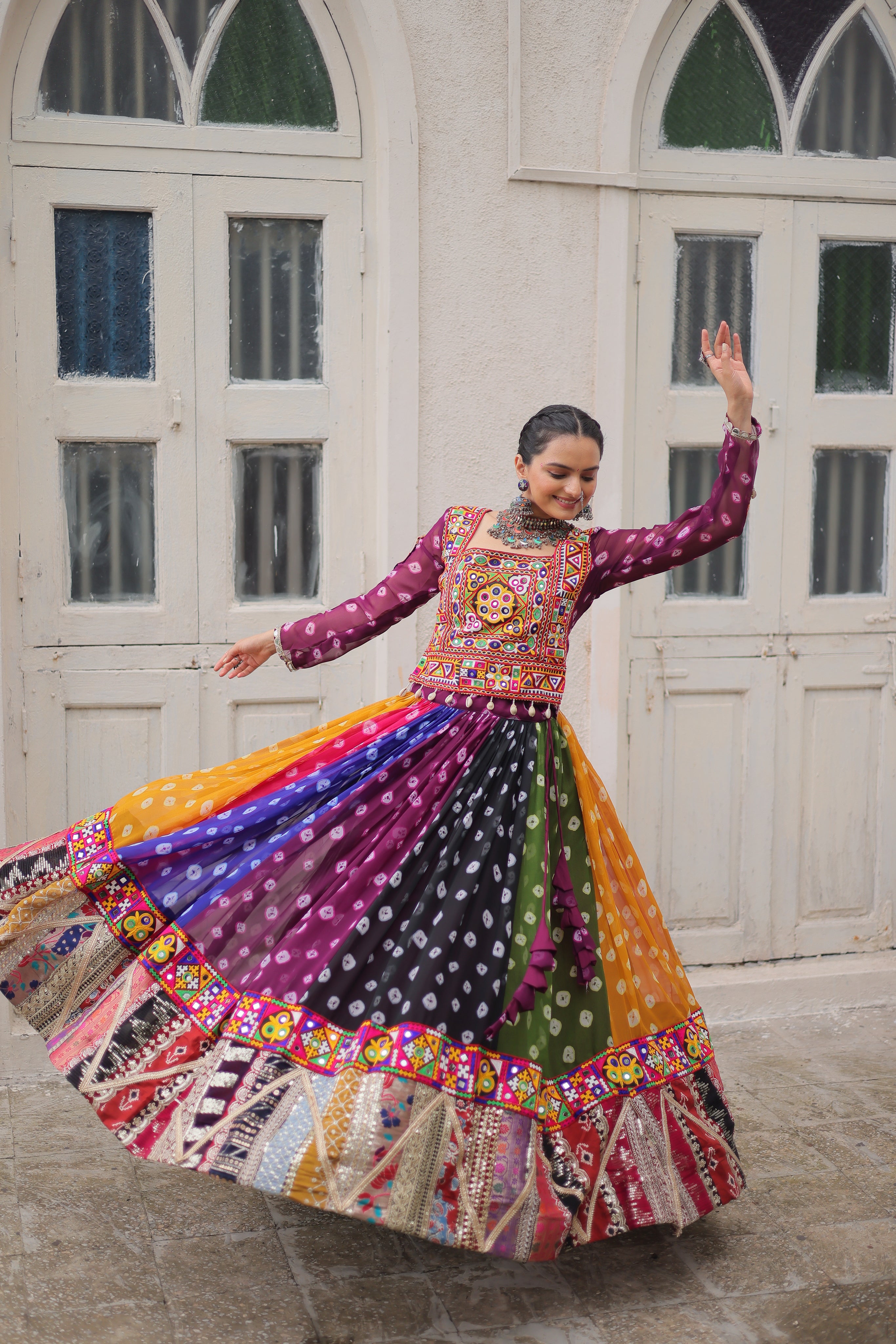 Multicolor Navratri Lehenga Choli with Gamthi Embroidery – Mayara Women Clothing