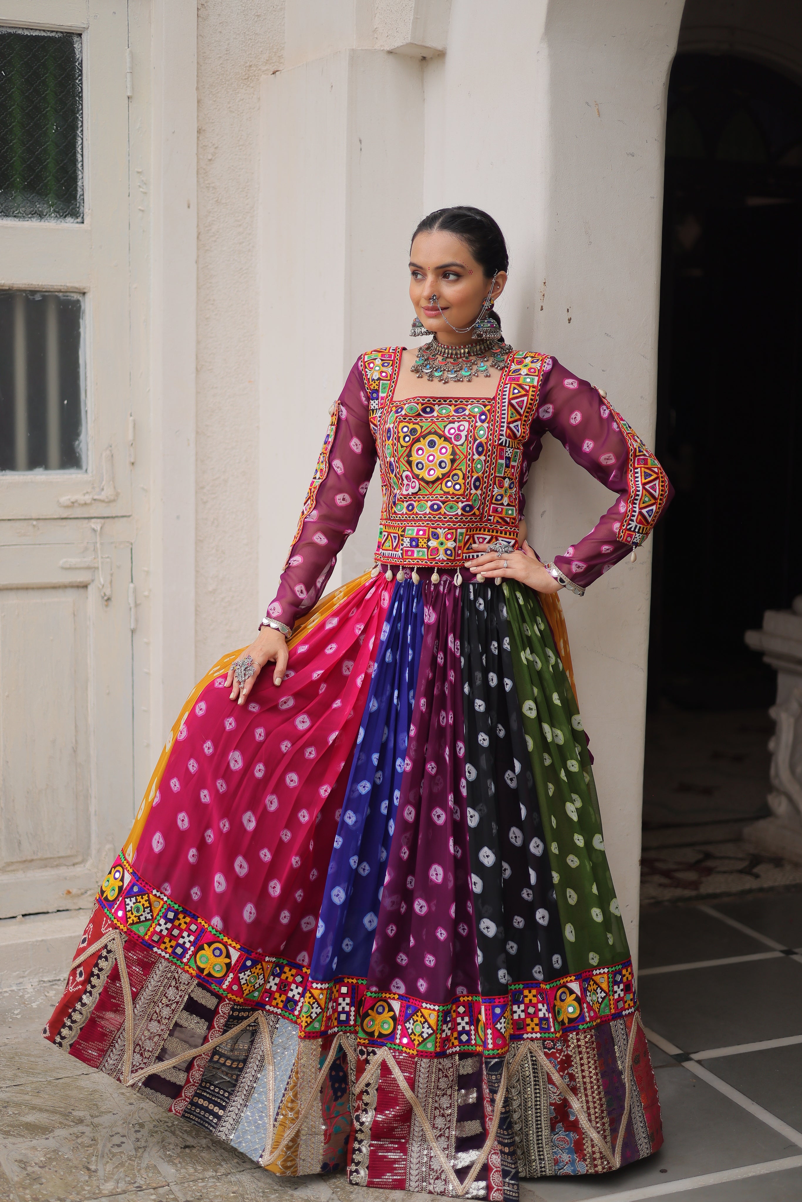 Multicolor Navratri Lehenga Choli with Gamthi Embroidery – Mayara Women Clothing
