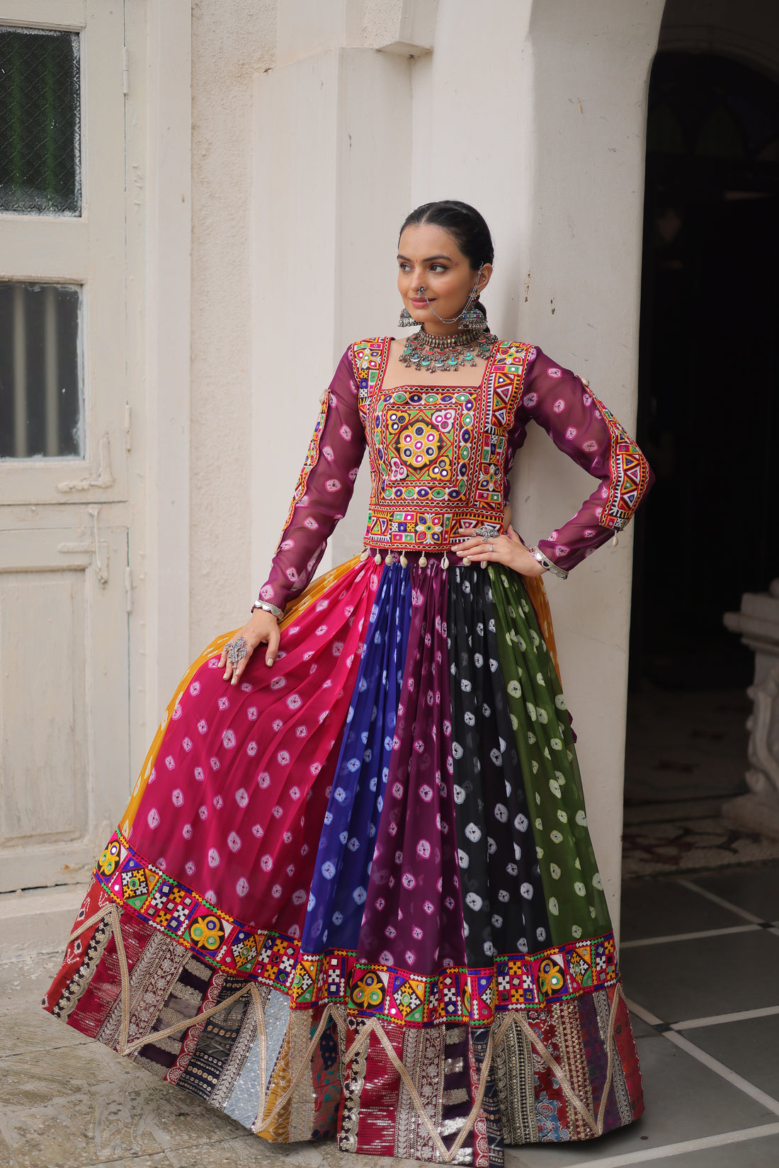 Multicolor Navratri Lehenga Choli with Gamthi Embroidery – Mayara Women Clothing