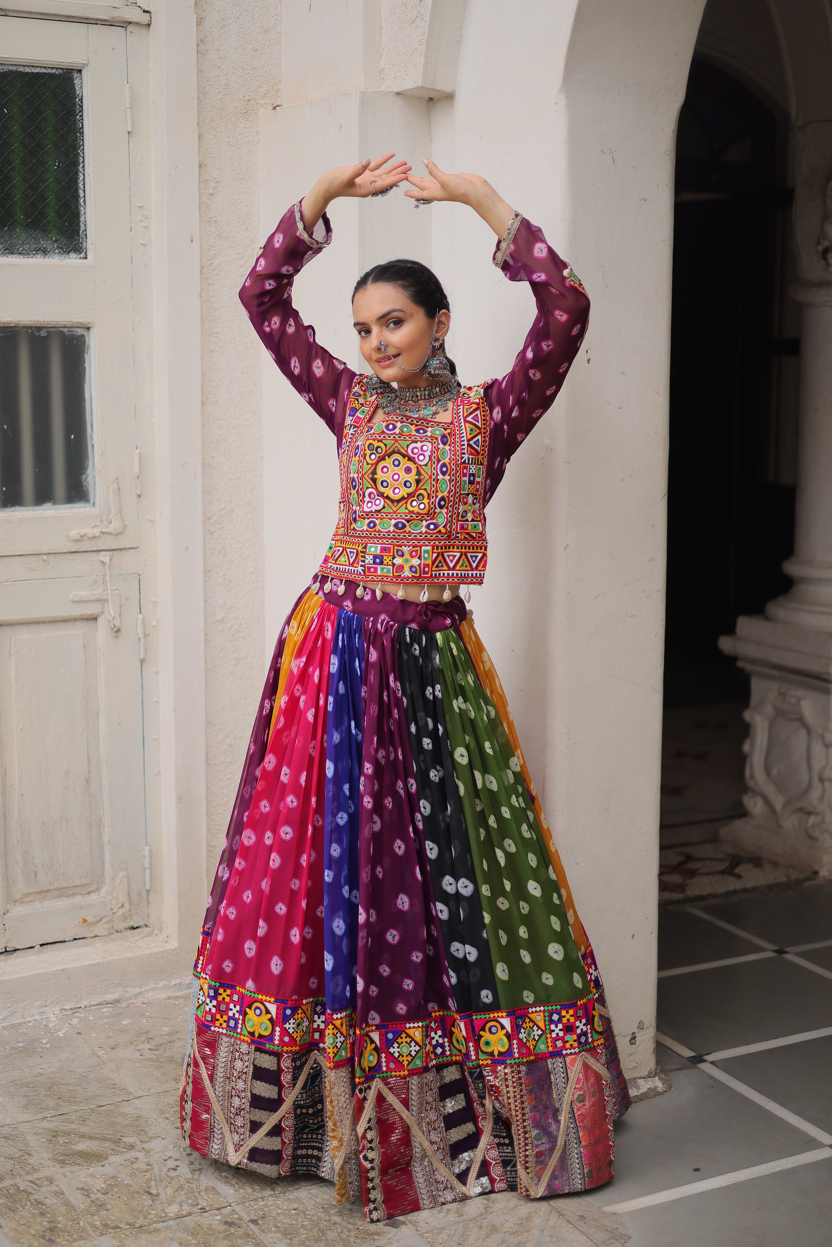 Multicolor Navratri Lehenga Choli with Gamthi Embroidery – Mayara Women Clothing