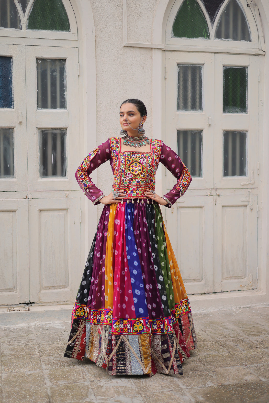 Multicolor Navratri Lehenga Choli with Gamthi Embroidery – Mayara Women Clothing