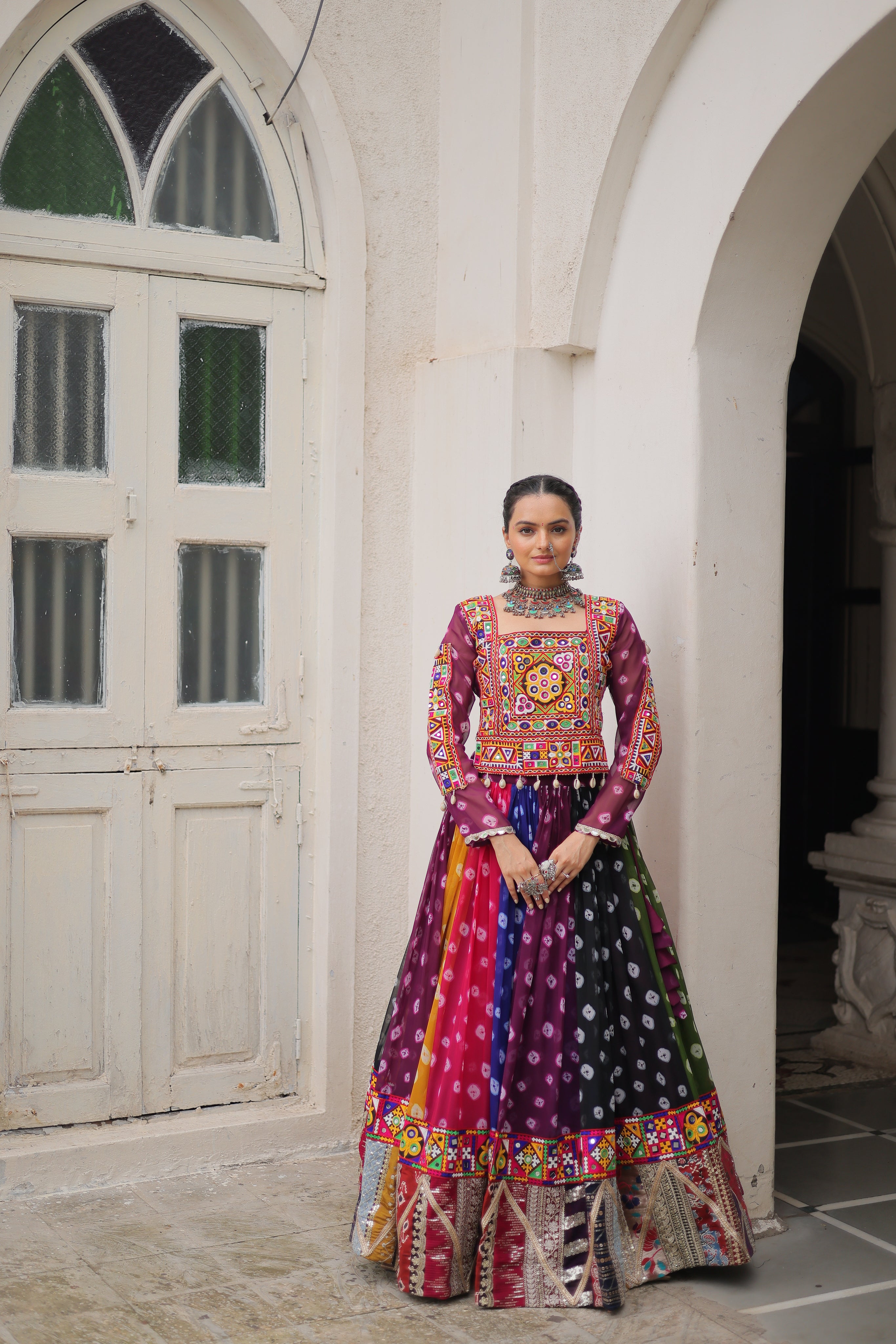 Multicolor Navratri Lehenga Choli with Gamthi Embroidery – Mayara Women Clothing