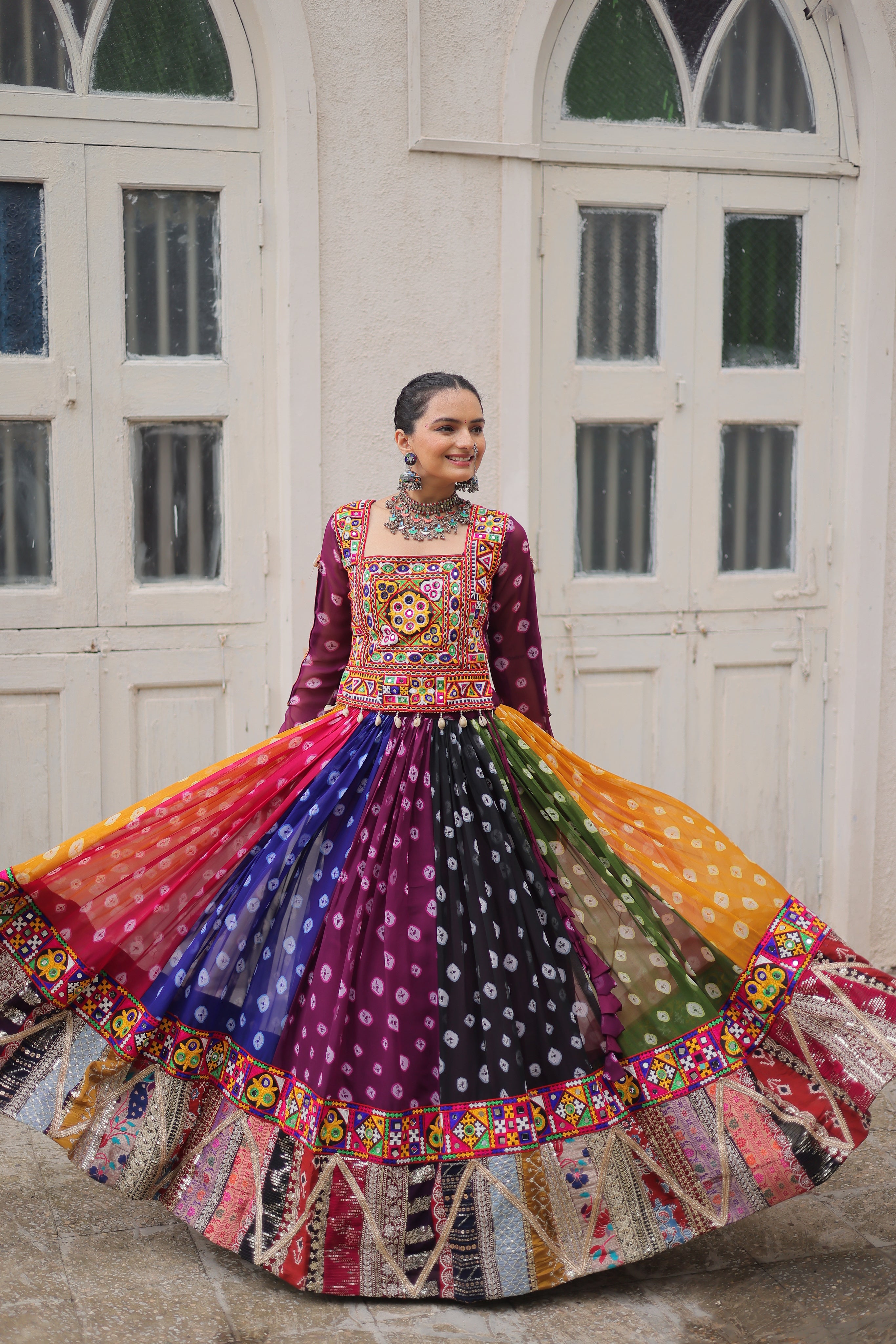 Multicolor Navratri Lehenga Choli with Gamthi Embroidery – Mayara Women Clothing