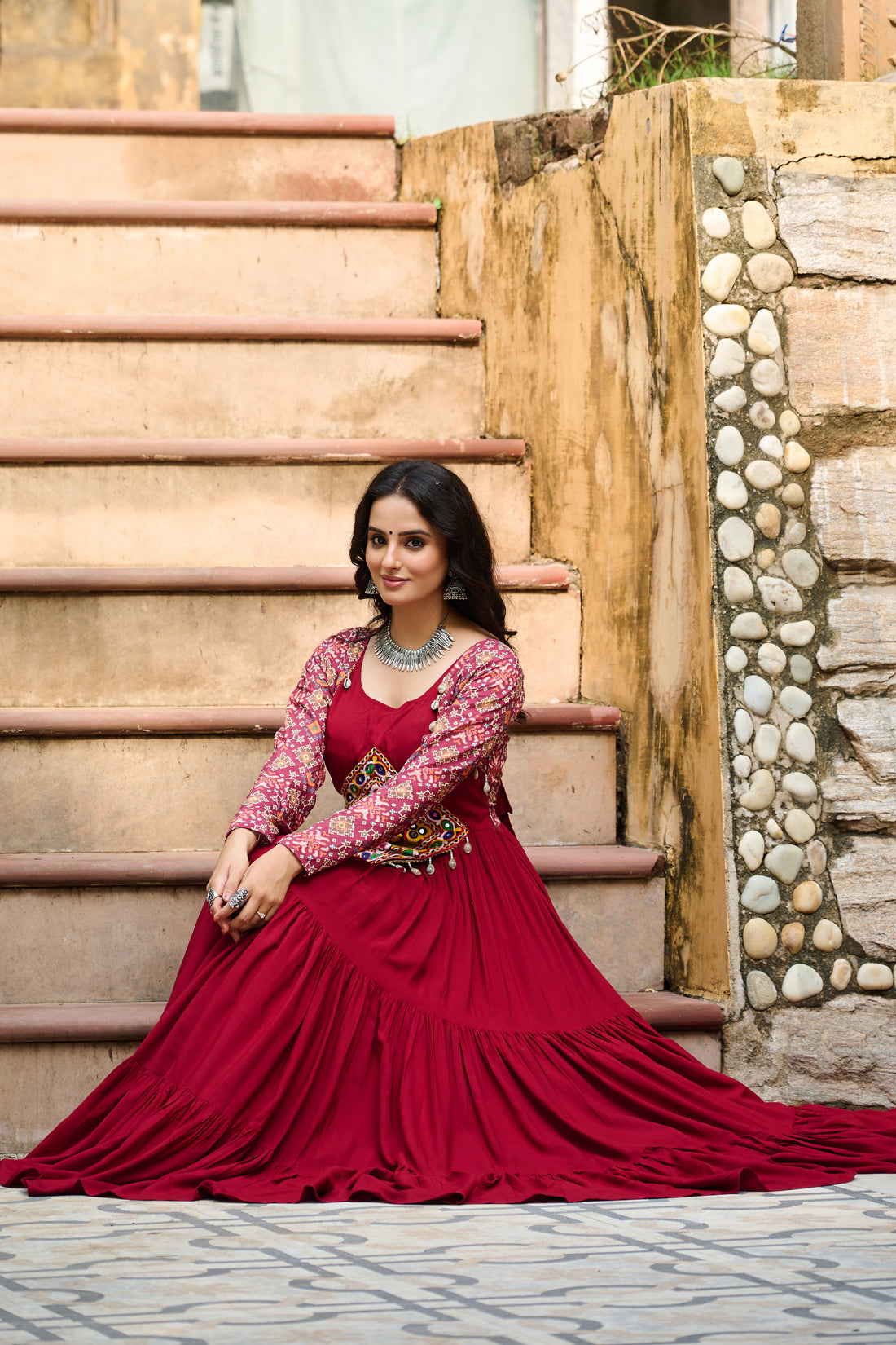 Navratri Special Black Embroidered Gown with Kutchi Work – 12 Meter Flair | Mayara Women Clothing