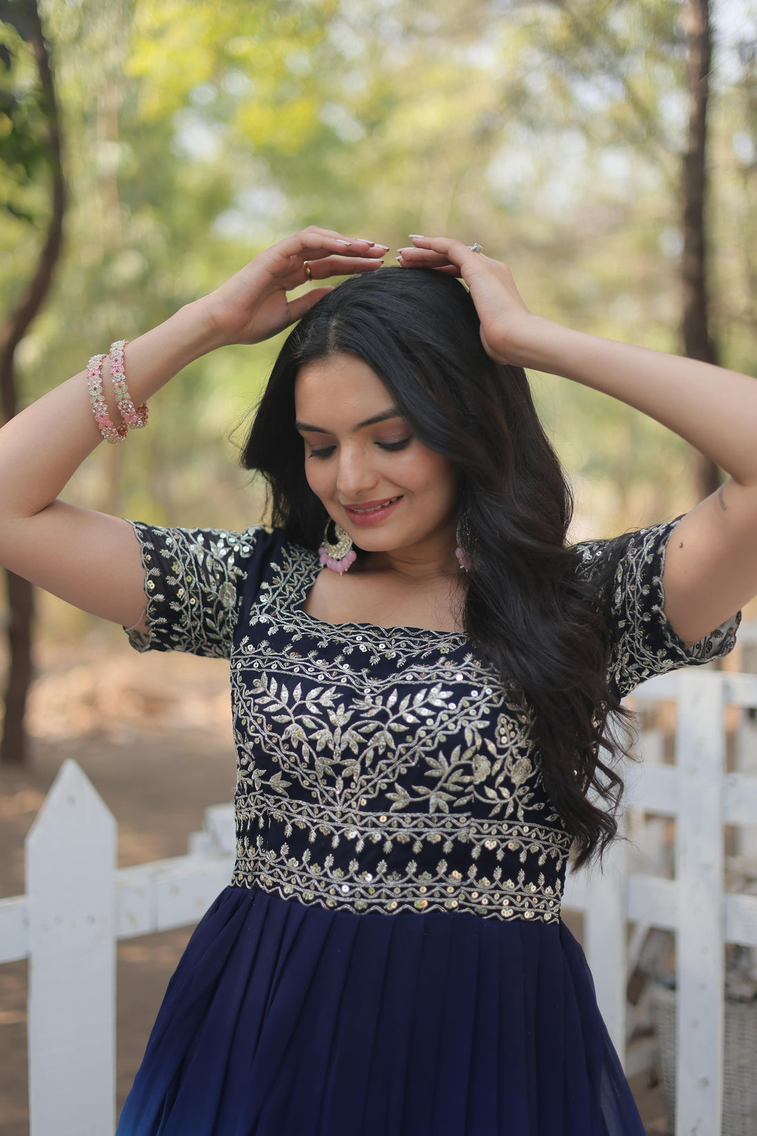 Georgette Floor-Length Dress with Embroidered Blouse | Latest Party Wear Long Dress 2025