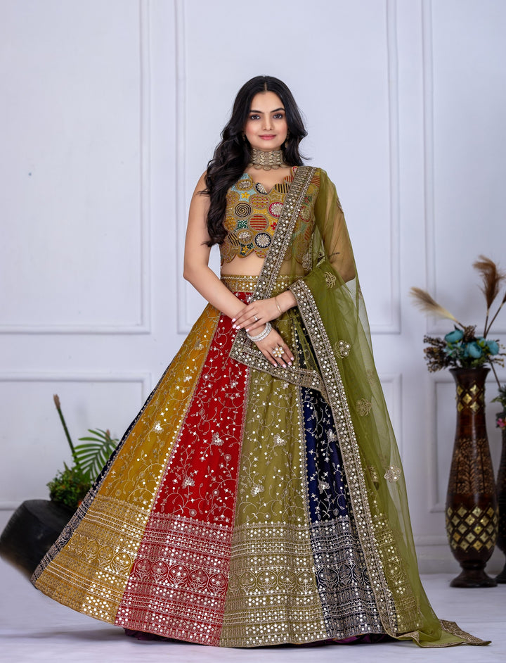 Wedding Lehenga – Star Fox Georgette with Heavy Embroidery, Multi Thread & Sequence Work