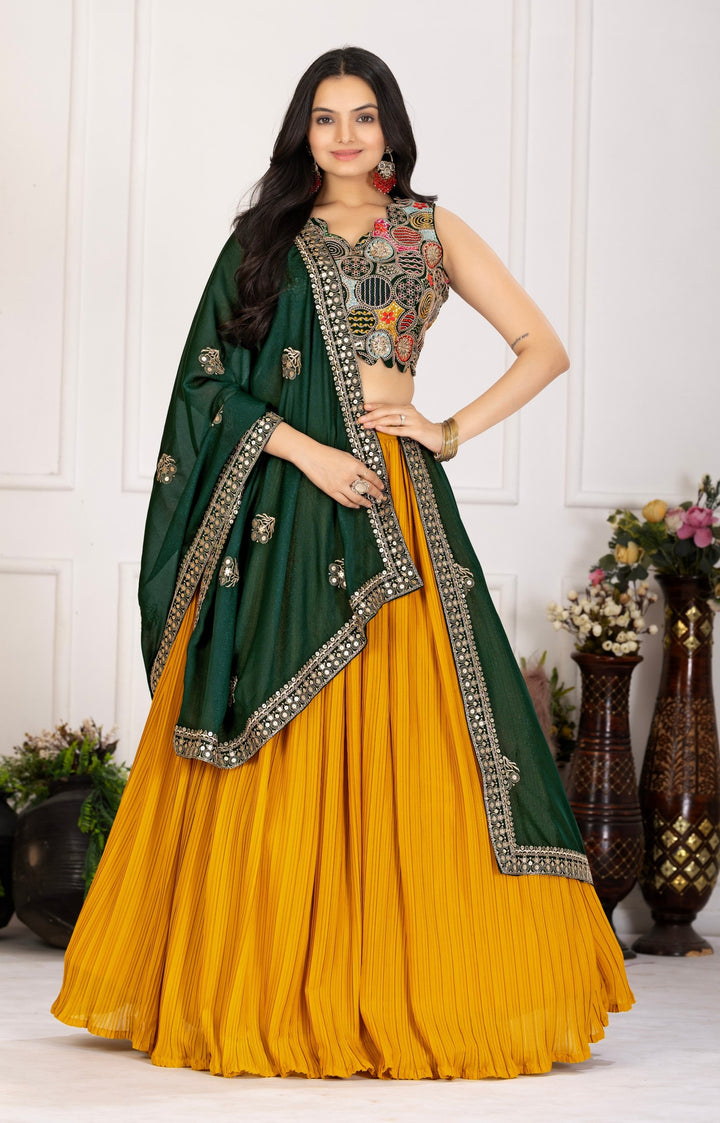 Navratri Lehenga – Star Fox Georgette with Crease Work & Embroidery