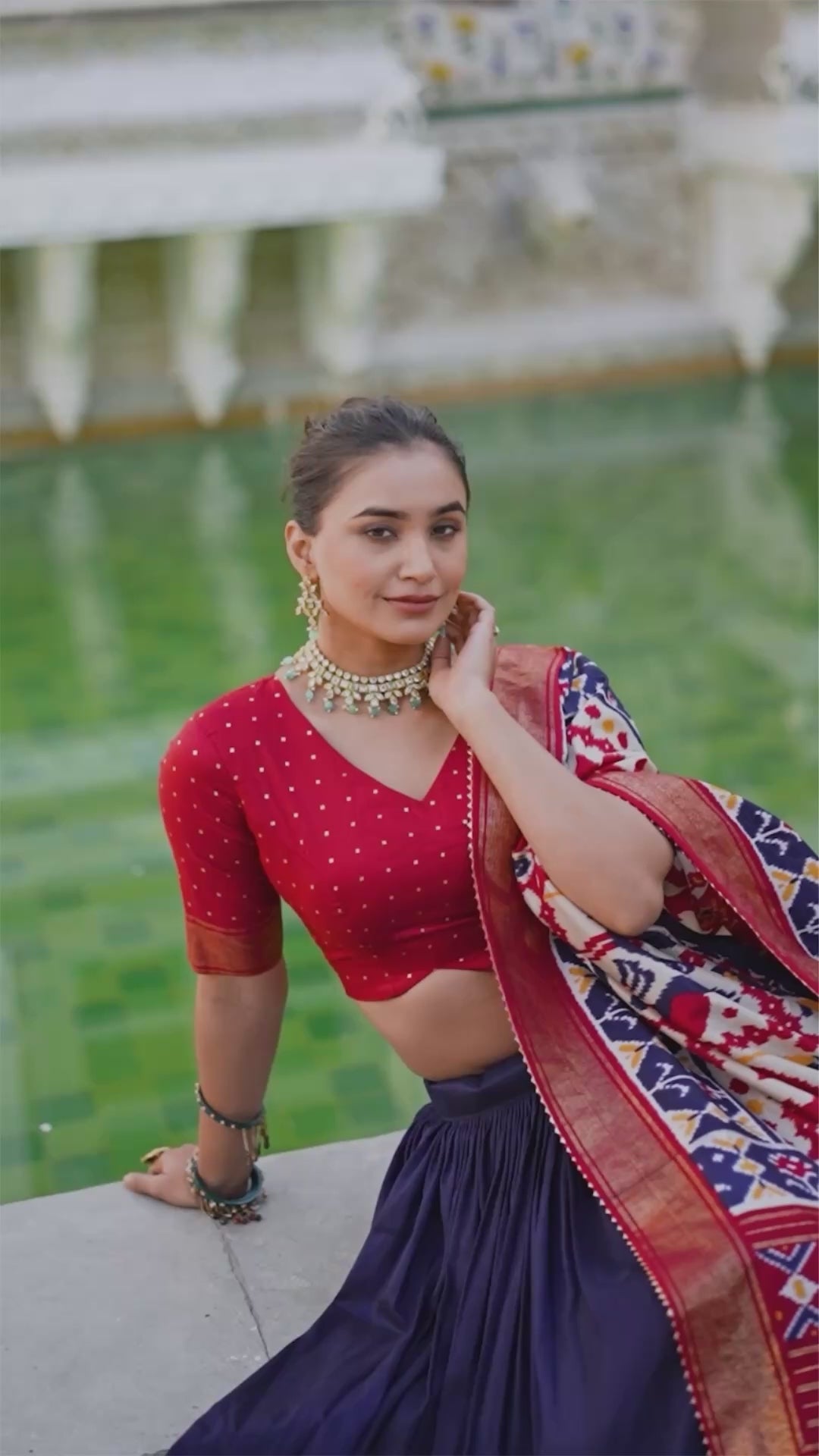 Wedding Special Navy Blue  Patola Print Tasar Silk Lehenga Choli with Dupatta – Mayara Women Clothing