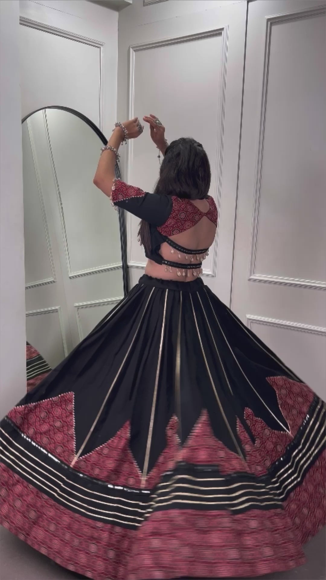 Black Cotton Navratri Lehenga Choli with Printed Dupatta & Purse – Mayara Women Clothing