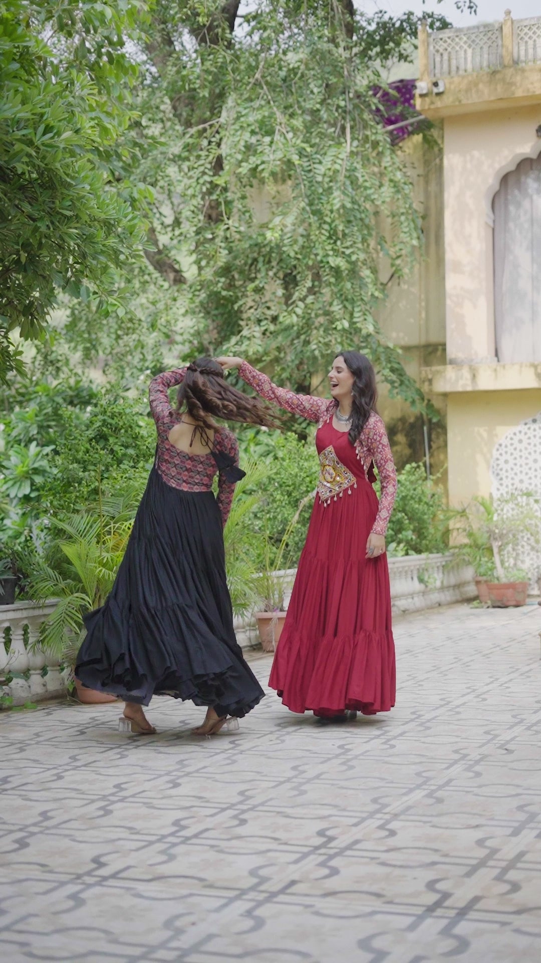 Navratri Special Black Embroidered Gown with Kutchi Work – 12 Meter Flair | Mayara Women Clothing