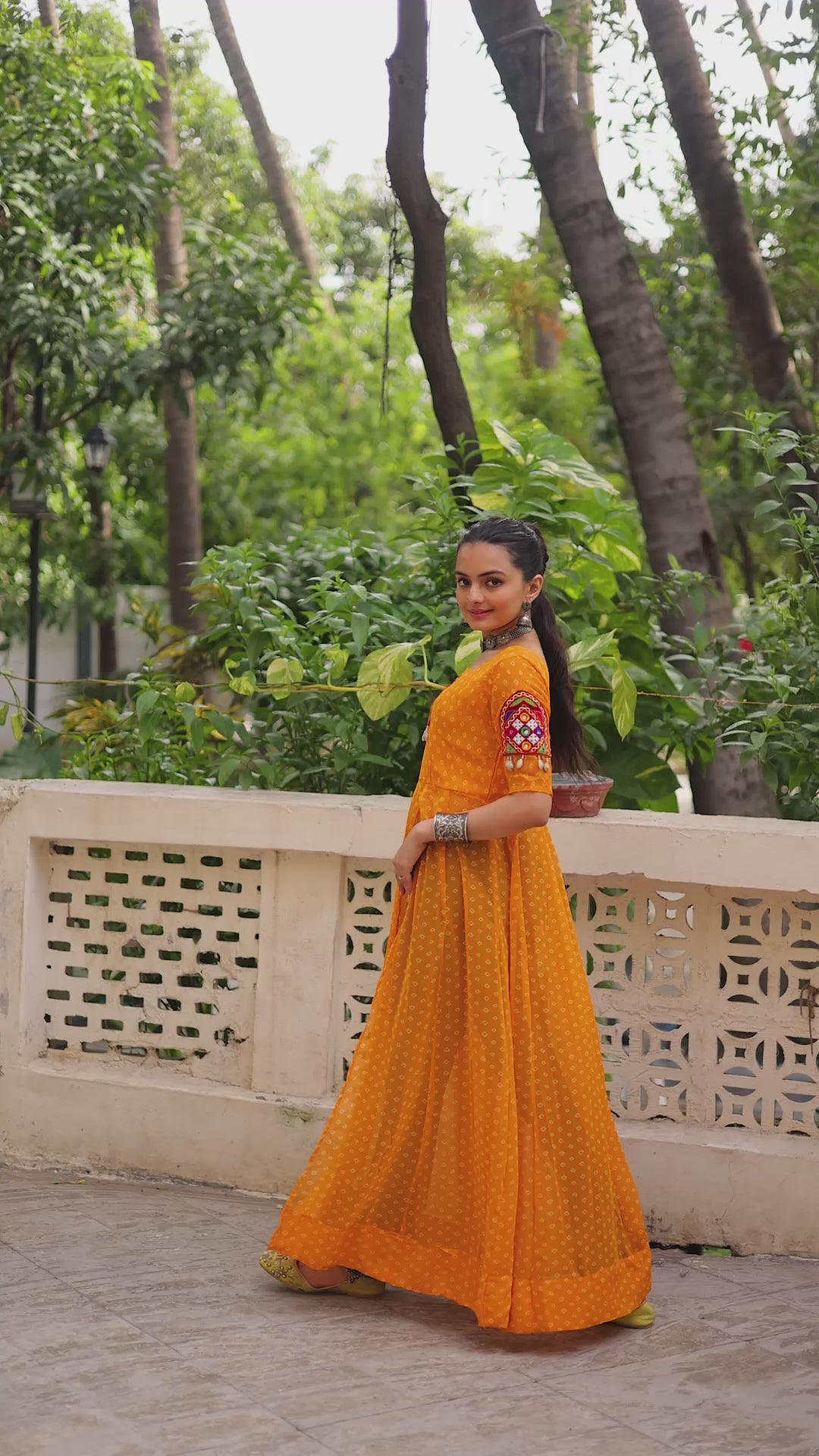 Bandhani Festive Long Kurti with Kutchi Patchwork for Navratri – Mayara Women Clothing